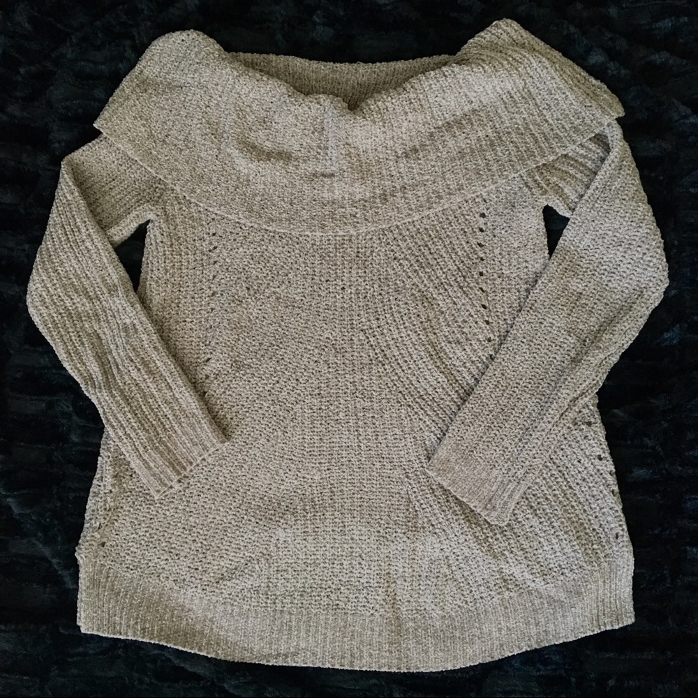 Anthropologie Taupe Off the Shoulder Sweater (HP🎉) - Picture 8 of 8